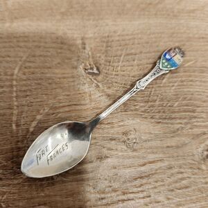 Sterling Silver Vtg BM Co Fort Frances CANADA SOUVENIR SPOON 3.75” Enamel Crest